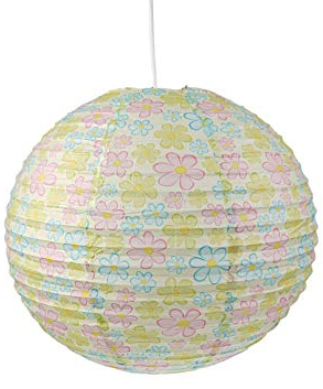 Papierlampe fürs Kinderzimmer - Lampenschirm mit BLUMEN Motiv - Pendelleuchte mit Aufhängung