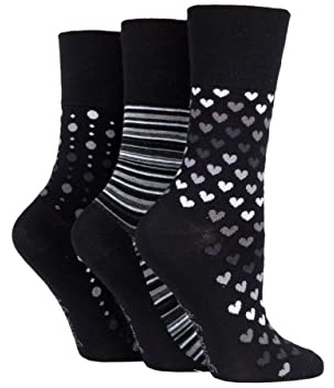 SOCKSHOP Gentle Grip Ladies Bamboo Socks Pack of 3 Mono 4-8