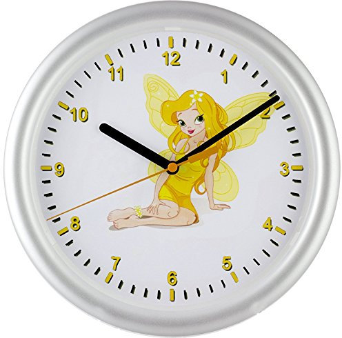 Eurotime Fee Quarz Wanduhr für Mädchen, kein Ticken, schleichende Sekunde (geräuscharm) Modell 80075