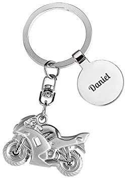 Amikado - Porte-clés Moto gravée avec Un prénom, Un nom ou Un Message (Metal brossé) Porte Clef personnalisable - Meilleure Papa - Idée Cadeau Personnalisé - Idée Cadeau Fête des Peres
