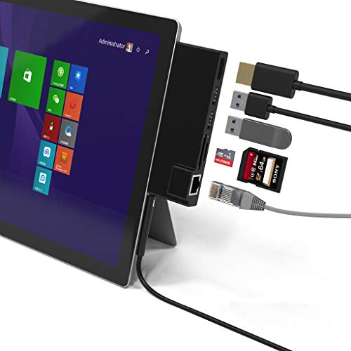 Cateck Microsoft Surface Pro 5 / 6 USB Hub, surface pro 6 dock mit 1x RJ45 Ethernet (1000Mps) LAN+1x 4K Mini DP auf HDMI+ 2X USB 3.0-Ports (5Gps) +SD & TF(Micro SD) Kartenleser,surface pro 6 adapter