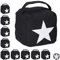 10 x Türstopper Stern, Türpuffer Stoff, Türsack Boden, hoch, mit Griff, dekorativ, HxBxT: 20 x 15 x 15 cm, schwarz