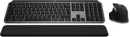 Logitech MX Keys S Combo für Mac, Kabellose Tastatur und Maus mit Handballenauflage, Tastatur mit Hintergrundbeleuchtung, Fast Scroll Wireless Maus, Bluetooth USB C für MacBook Pro, Macbook Air, iMac,