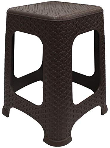 New Mark Large Rattan Stackable Stools Step Stool Plastic Indoor Outdoor Chair Dark Brown
