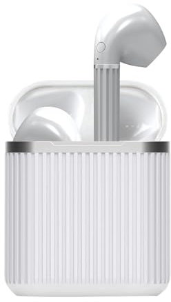 Ecouteur Oreillette Earbox Bluetooth sans Fil Rechargeable Chargeur Induction Blanc Compatible Smartphone