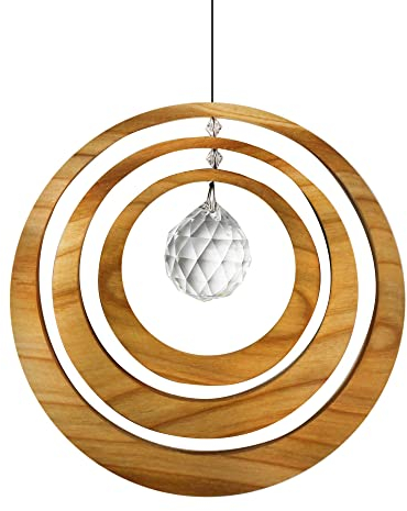 Fensterdeko aus Holz Exzentrik mit Regenbogenkristall, Fenstermobile zum Aufhängen