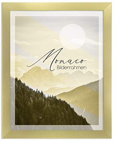 BIRAPA Monaco Bilderrahmen 42x59,4 cm (DIN A2) Gold Geschliffen - Bilderrahmen Metall Optik, Alu Gebürstet Rahmen, Posterrahmen, Wechselrahmen