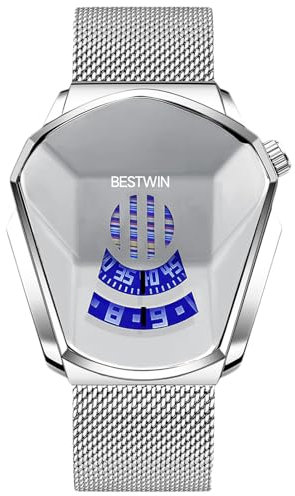 rorios Herrenuhr Analog Quarz Armbanduhr mit Edelstahl Mesh Armband Kreative Männer Uhren Cooles Wasserdicht Armbanduhren für Herren