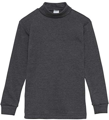 Channo Chemise de sous-vêtement Thermique pour Enfants à col Haut et à Manches Longues, Couleurs Unies - Lot de 1, Gris, 12 Ans