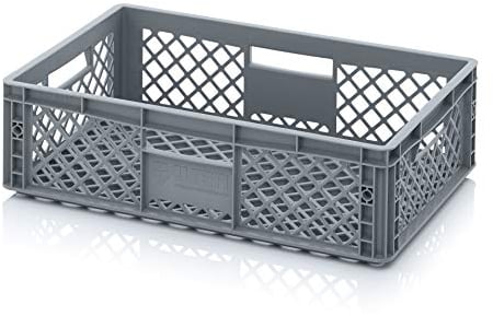 Auer Packaging Eurobehälter 60 x 40 x 17 durchbrochen, Bäckerkiste, Gitter Box Gemüse Obst Brot Gemüsekiste Eurobox für Lager Flohmarkt Catering stapelbar 60x40x17