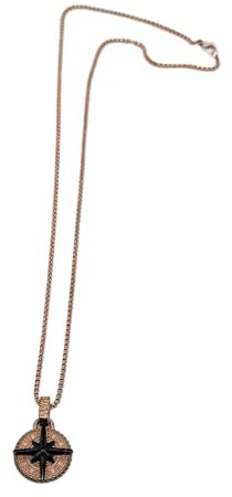 OTTAGONO Collier en acier inoxydable pour homme rond avec rose des vents (JYC0008)