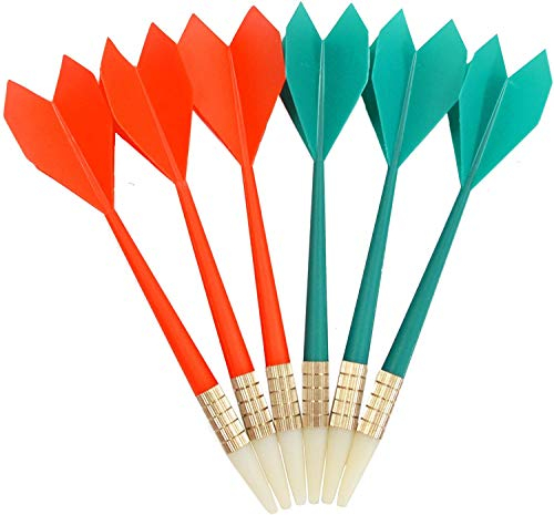 POFET 6 Dartpfeile mit weicher Spitze, passend für Sicherheits-Dartscheiben, jeweils 3 Dartpfeile in Grün und Rot