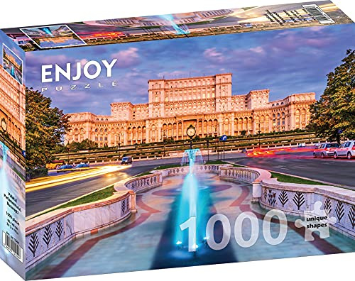 1000 Pieces Jigsaw Puzzle for Adults – Matte Finish, Soft Touch, Sturdy and Unique Pieces, Tight Fit, Vivid Colors, Missing Pieces Service – Parliament Landmark Landscape of Bucharest by ENJOY Puzzle