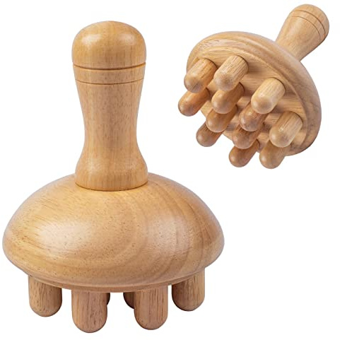 Masajeador de madera con forma de hongo | Herramienta de masaje manual para terapia de madera, anticelulítica, maderotéresta, drenaje linfático, alivio de la tensión muscular, para uso