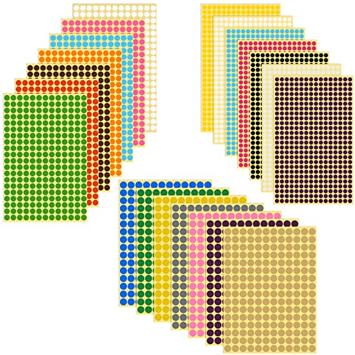 Vicloon Runde Punktaufkleber, 6076 Stück Klebepunkte 6mm/8mm/10mm Runde Aufkleber, 16 Farben Markierungspunkte, Punkte Aufkleber Selbstklebende Dot Aufkleber Farbkodierung für Büro Schule Kalender