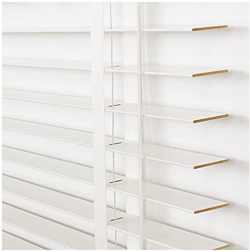 DLLY Venezianische Jalousie, Jalousien Aus Massivholz Für Fenster, Horizontale Jalousette Für Innen Und Außen, Jalousi Aus Natürlichem Holz, Lichtfilterung Rollos, Weiß,100x140cm/39.5 * 55in