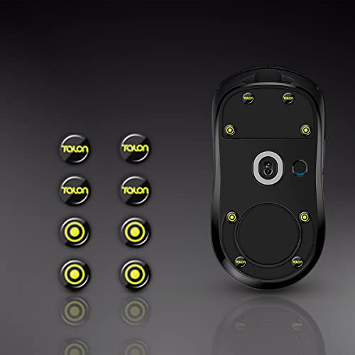 TALONGAMES Patins à bords incurvés universels en verre ultra résistant, compatibles avec les pieds de souris de jeu, semelle super lisse, rapide et durable (universel, 6 mm x 8, noir)