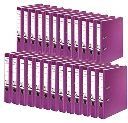 FALKEN 25x Recycolor Umwelt-Ordner Öko 5 cm schmal DIN A4 violett | Made in Germany Farbiger Papierbezug außen Blauer Engel