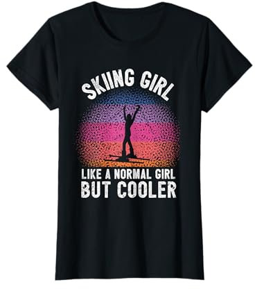 Skifahren Mädchen Ski Mädchen Lustig Wintersport Frau Skifahrer T-Shirt