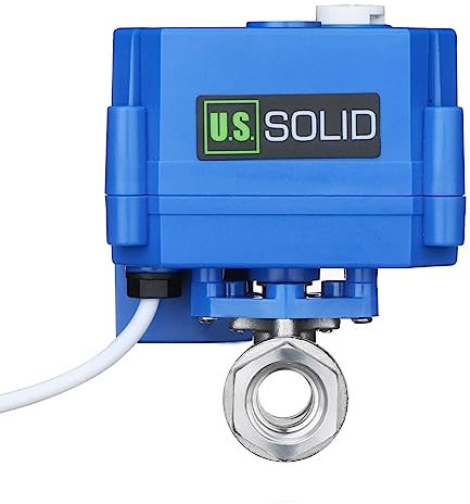 U.S. Solid Motorisierter Kugelhahn - G1/4 Edelstahl-Elektrischer Kugelhahn mit manueller Funktion, Vollport, 9-24V AC/DC und 3-Draht-1-Wege-Positive-Break-Setup