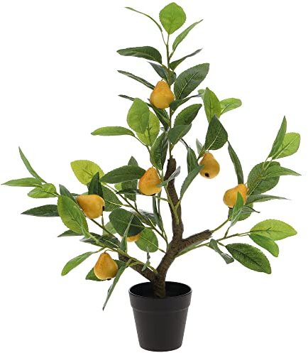 Gresorth 51cm Künstliche Birnen Bäume Gefälschte Household Grün Pflanzen mit Früchte Dekoration Eingetopft Groß Realistisch Blätter für Wohnaccessoires Tabelle Büro Garten Innenbereich Draußen