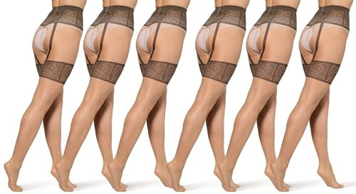 BANANALU gemusterte Ouvert Strumpfhose mit offenem Schritt 20 Den