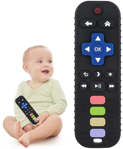 Chuya Baby Teether Toy Chew Toys for Babies 3-24 Months TV Remote Control Shape Teething Relief for Infants (Black)