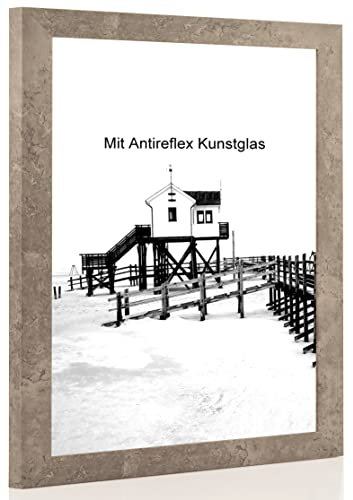 Bilderrahmen Beton mit Antireflexglas - Bildgröße 75x100 cm - Leistenbreite 30mm