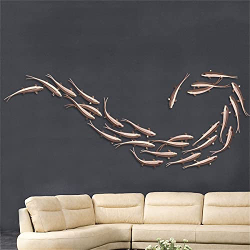 Fisch-Wanddekoration, Home School of Fish Wall Art – nautische 3D-handgefertigte Wandskulpturen, Fischfamilie, Heimdekoration, für Hausgarten, Schlafzimmer,E