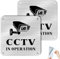 SINMAO 2 Pack CCTV In Operation Sign Outdoor Metal with Self-adhesive and Pre-Drilled Holes, Small CCTV Window Sign for Camera or Security Camera Waterproof Sticker-Aluminium Brushed 10×10cm