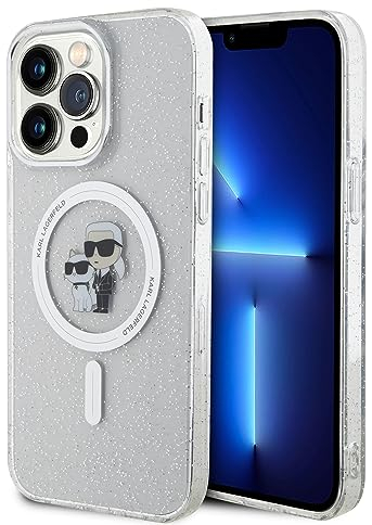 Karl Lagerfeld KLHMP15LHGKCNOT Hülle für iPhone 15 Pro 6.1 transparent hardcase Karl&Choupette Glitter
