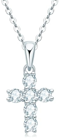 AINUOSHI Kreuz Kette Damen Silber 925 Halskette Moissanit Diamant Anhänger Kreuzkette Silberkette Schmuck Geschenke für Frauen