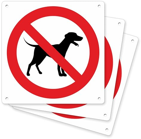 pubblimania 3 Prohibición de entrada para perros | Señal de aluminio metal para exterior e interior, grosor 3 mm(3 Prohibición de entrada para perros),20x20