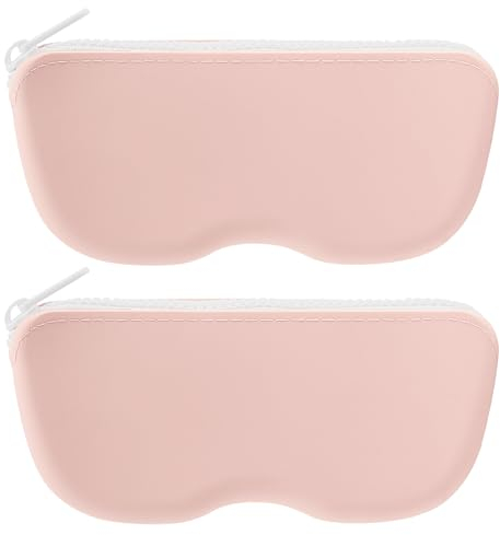 Extra großes Sonnenbrillen-Etui aus Silikon mit Reißverschluss, 2 Stück, Sonnenbrillen-Organizer, weiche Tasche, kompatibel mit CELINE CL40227U, Versace VE4395, Gucci GG0595S GG0875S (XXL, Pink)