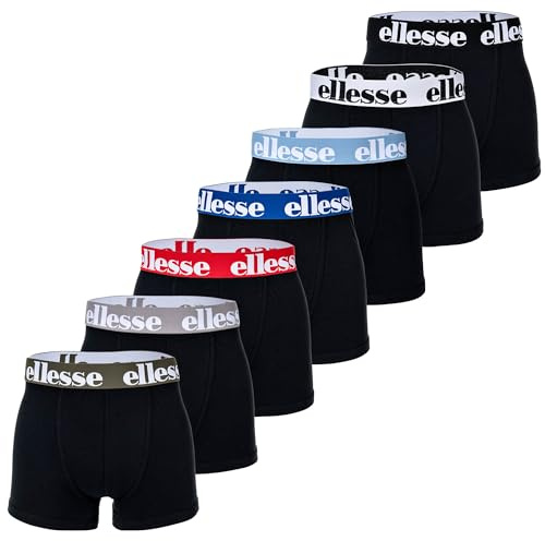 Ellesse Herren Boxer Shorts, 7er Pack - Yema Boxershorts, Logobund, Ohne Eingriff, Cotton Stretch