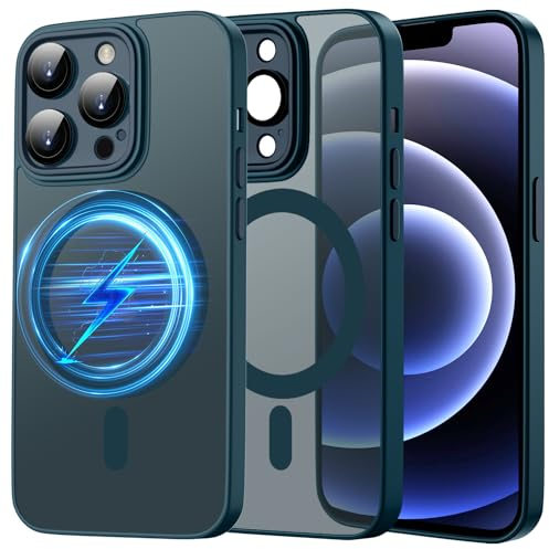 Kukiwhy Magnetic für iPhone 13 Pro Max Hülle für Magsafe Ultradünne Militärnorm Stoßfest Kratzfeste Rückseite Matte Handyhülle TPU Magnetische Handyhülle iPhone 13 Pro Max (Blau)