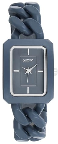 Oozoo - Timepieces Damen Uhr Rauch Grau | Armbanduhr Damen mit Kunststoffarmband | Moderne Uhr für Frauen - Edle Analog Damenuhr in Rechteckig C11278 (24mm)
