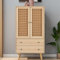 KOMHTOM Commode en rotin, avec 2 portes et 2 tiroirs, armoire de rangement avec porte magnétique, couleur bois d'origine, armoire polyvalente pour chambre à coucher, salon, couloir (B)
