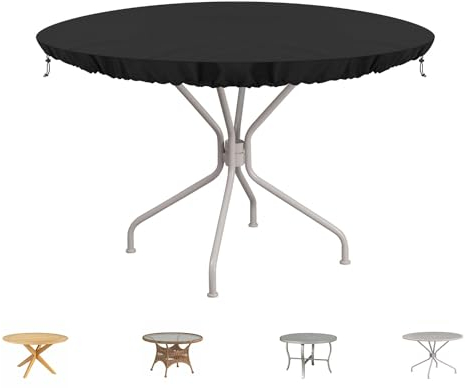 SIMPHAUS Housse Table Basse de Jardin Exterieur Housse de Protection Petite Table Housse de Table Ronde Exterieur Impermeable Housse Brasero Bâche Table de Jardin Anti-UV Tissu Oxford 420D Ø102x10cm
