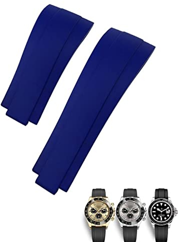 BANDKIT 20 mm FKM Fluorkautschuk-Uhrenarmband für Rolex Daytona Submariner GMT Yacht-Master Oysterflex schwarz grün rot weiches Armband, Rose buckle, Achat