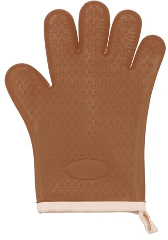 QUARKZMAN Maniques en Silicone 10,8 x5,5 Résistantes à la Chaleur avec Doublure en Coton Doux pour la Cuisine, la Cuisson et la Pâtisserie, Couleur Alliage Orange