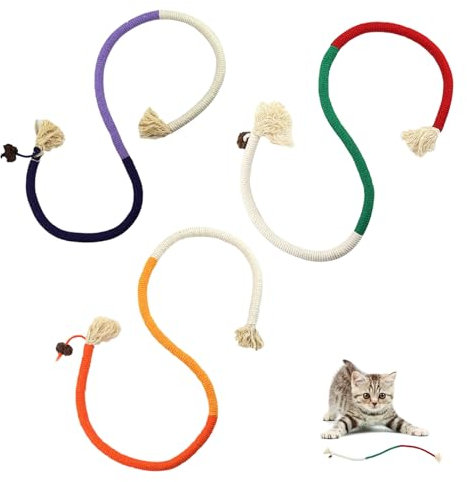 HLBKPX 3 Pack Durable Cat Chew Toys with Catnip - Kitten Teething Relief, Interactive Catnip-Infused Rope Toys for Indoor Cats, Teeth Cleaning & Stress Relief Fun Playtime