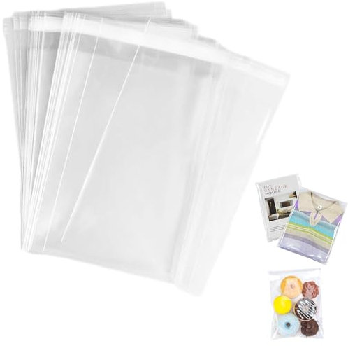 200 Pcs A4 Clear Self-adhesive Bags, 22x35CM Cellophane Bags, Self Sealing Cellophane Display A4 Cello Bag OPP, Clear Envelopes, Sealable Packaging Bag for Clothes, Cards, Pictures, Sweets, Cookies