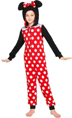Webeasy Minnie Mouse Onesie Costume for Boys Girls,Animal Onesie for Halloween,Xmas Gift Lightweight, Cozy,Soft and Warm (8-10)