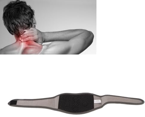 Neck Heating Pad 5 Magnets Hook and Loop Anti Slip Light Skin Friendly Breathable Self Heating Neck Brace for Home Travel (Grey)