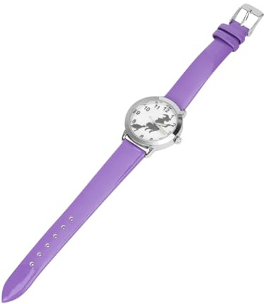 SAFIGLE Halloween Witch Pattern Kinderuhr Kreative Quarz-Armbanduhr Für Mädchen Nachtleuchtende Uhr Mit Einzigartigem Design Für Halloween Und Alltag