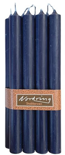 Nordring 8 Stabkerzen Rustik nachtblau 2,2 x 25 cm hoch durchgefärbt RAL-zertifiziert