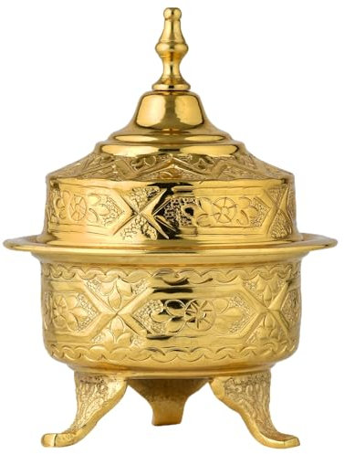 Marrakesch Orientalische Deko Schmuckschale Behälter mit Deckel aus Metall 18cm | Schmuckaufbewahrung als Deko im Wohnzimmer & Schlafzimmer auf dem Schminktisch | Bonboniere Nabila Tischdeko silber