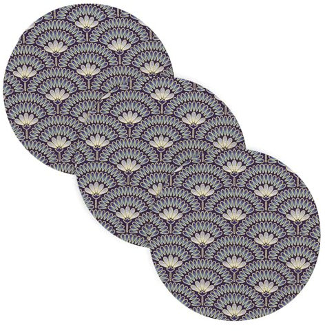Japanese Luxury Flower Fan 3 Pcs Trivet Hot Pad for Crock Pot Absorb Water Hot Pads for Hot Dishes Plate Holder Cotton Thread Weave