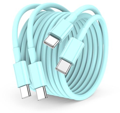 USB C to USB C Charger Cable 2m, 60W Type C Cable Lead Long Fast Charging Power for Apple iPhone 16 Pro/15 Pro Max, MacBook Pro 2021/2020, iPad Pro 12.9/11 inch/Mini/Air 5/4, Samsung-Green